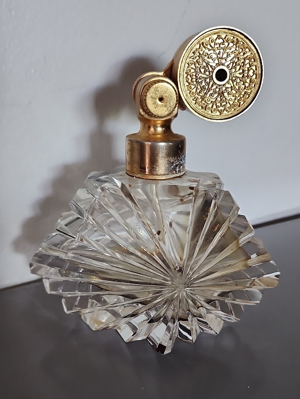 Vintage Marcel Franck Atomizer Perfume Bottle in Clear Glass with Gold Top